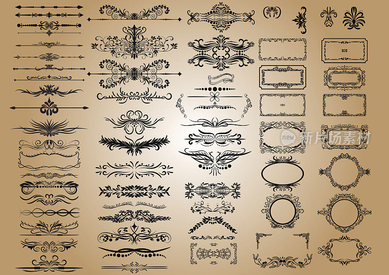 Vector Vintage Decorations Elements. Flourishes Calligraphic Ornaments and Frames. retro Style Design Collection